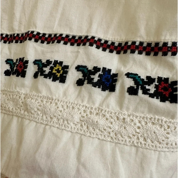 Sea New York Size 2 Cream Embroidered Shift Dress Crochet Lace Boho Cotton Mini - Picture 8 of 10